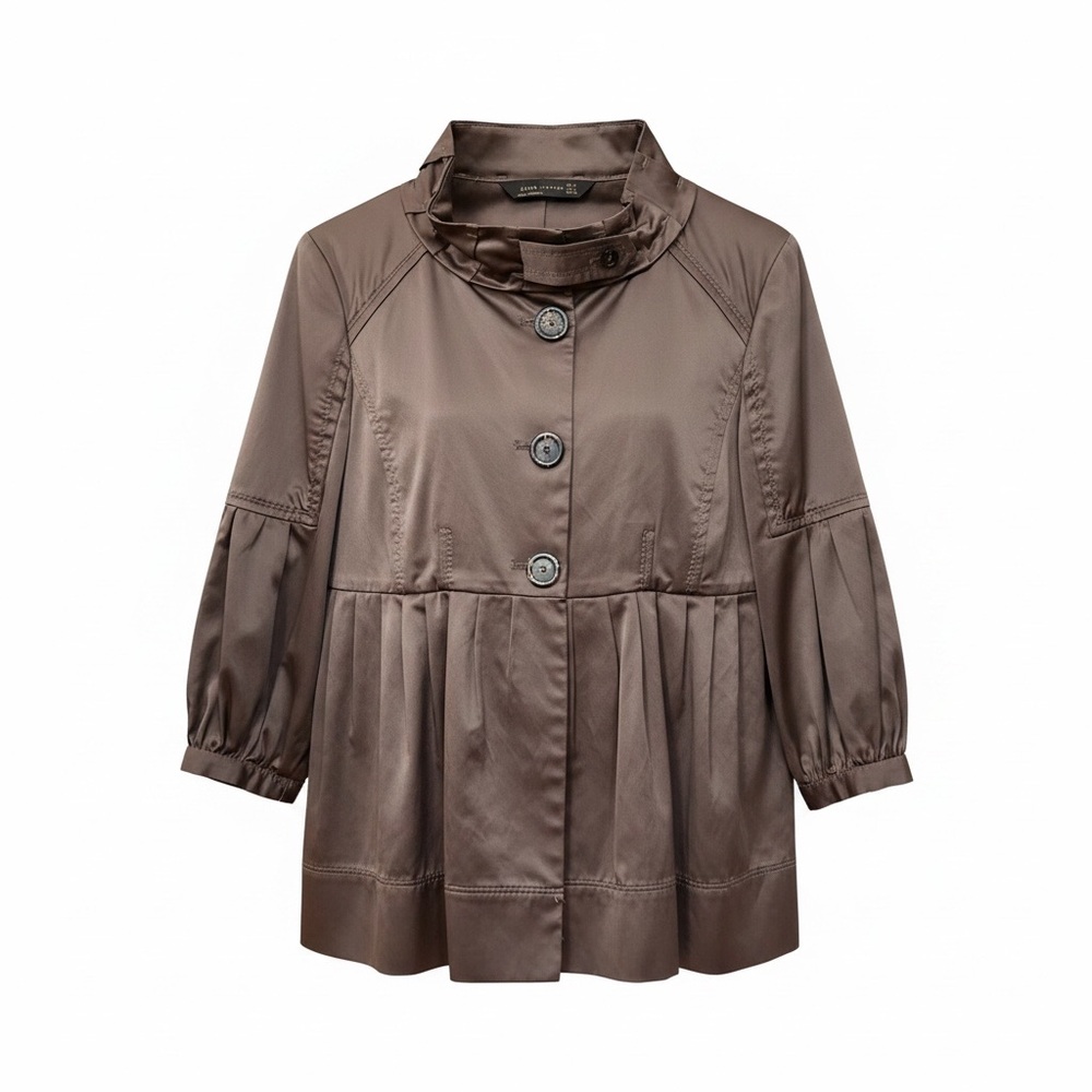 Zara Woman Pleated Metallic Peplum Blouse / Jacket Size Small